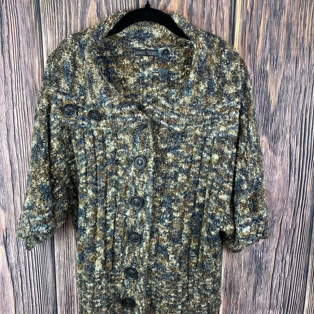 Nomadic Traders Knit Multi-Colored Button Down Sw… - image 1